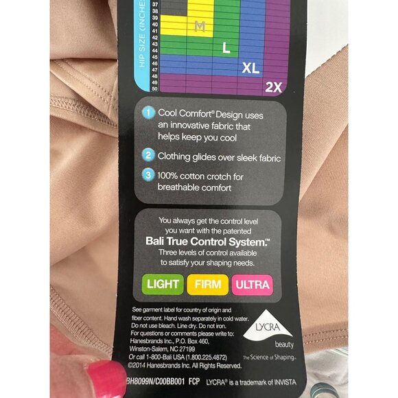 Bali New Womens Cool Comfort High-Waist Ultra Briefs Shapewear M/6 Beige - Picture 8 of 9